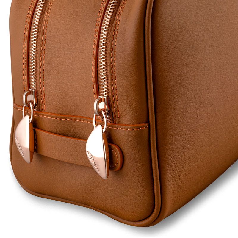 ASTRUA Creazioni Beauty Case In Pelle Vacchetta Brandy  BC2VAC61-V302