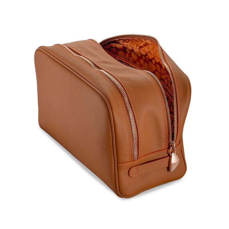 ASTRUA Creazioni Beauty Case In Pelle Vacchetta Brandy  BC2VAC61-V302