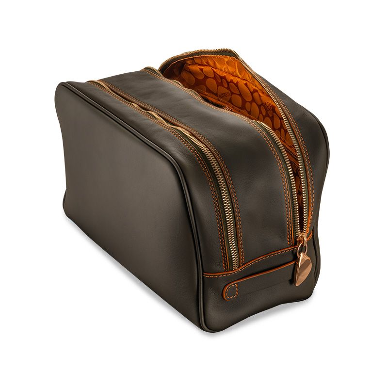 ASTRUA Creazioni Beauty Case In Pelle Vacchetta Fango  BC2VAC45-V302