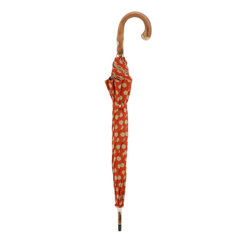 PASOTTI Ombrello Da Uomo Bespoke Esagoni Tortora/Arancio  142*ESAGON/9**2