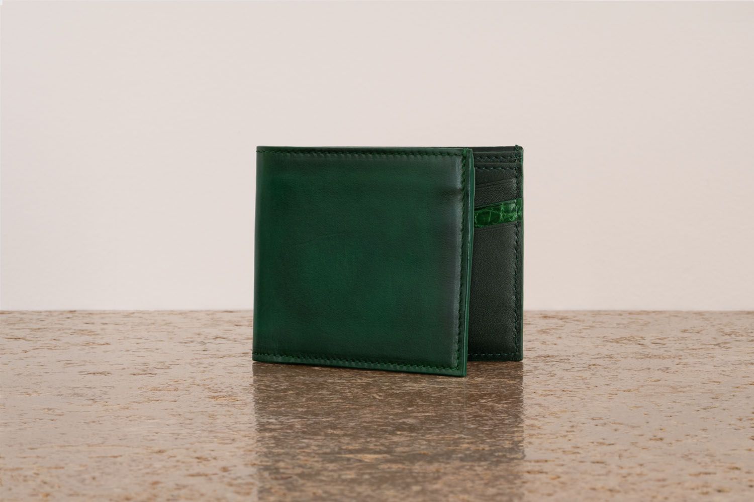 ASTRUA Creazioni Portafoglio Orizzontale Vitello Tamponato Verde Int. Dett. Coccodrillo  PO1VT05-P182