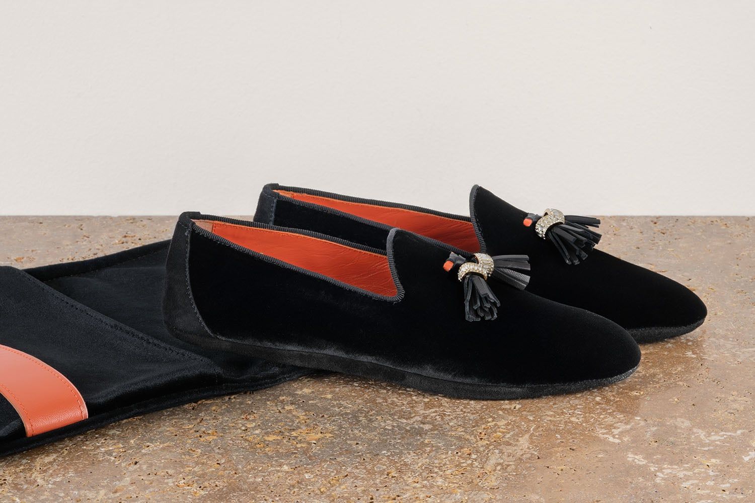 ASTRUA Creazioni Pantofola Slipper Friulana Velluto Nero  33002