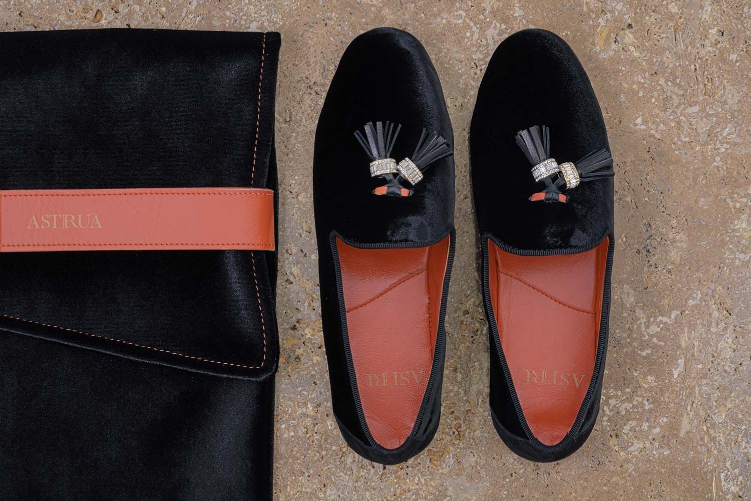 ASTRUA Creazioni Pantofola Slipper Friulana Velluto Nero  33002