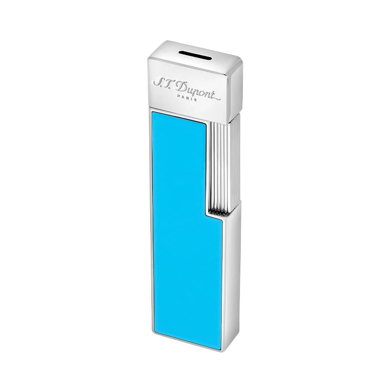 S. T. DUPONT Accendino Twiggy Cromo e Lacca Azzurra  030007