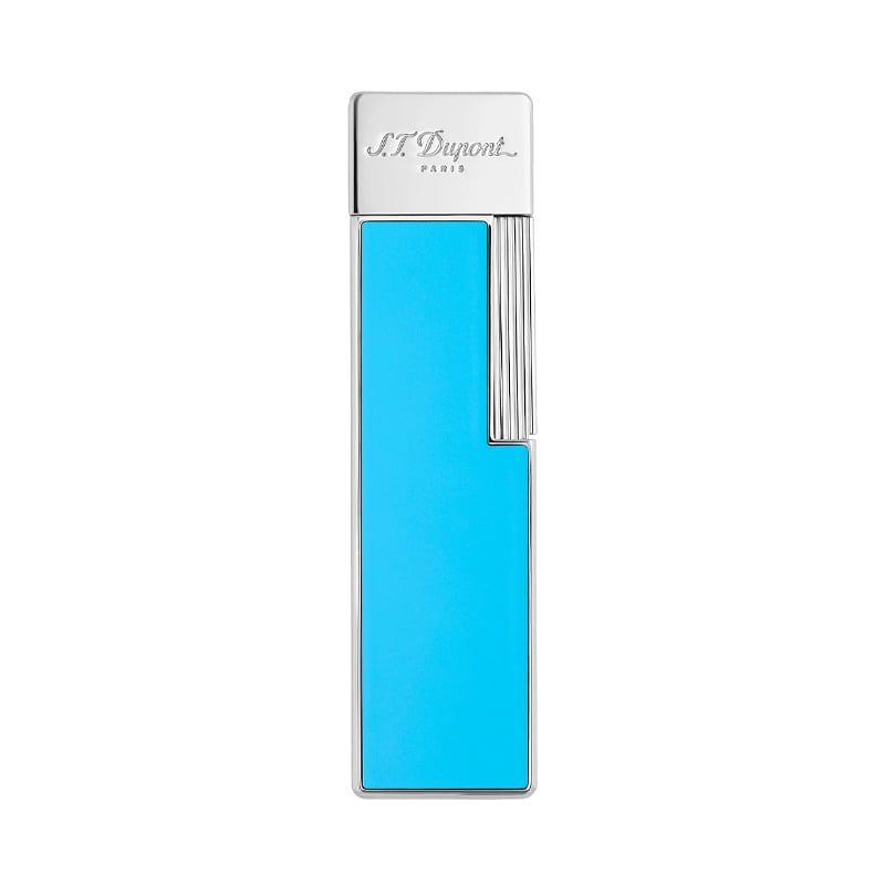 S. T. DUPONT Accendino Twiggy Cromo e Lacca Azzurra  030007