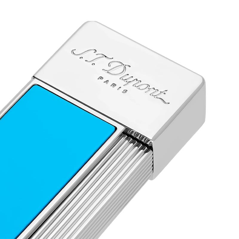 S. T. DUPONT Accendino Twiggy Cromo e Lacca Azzurra  030007