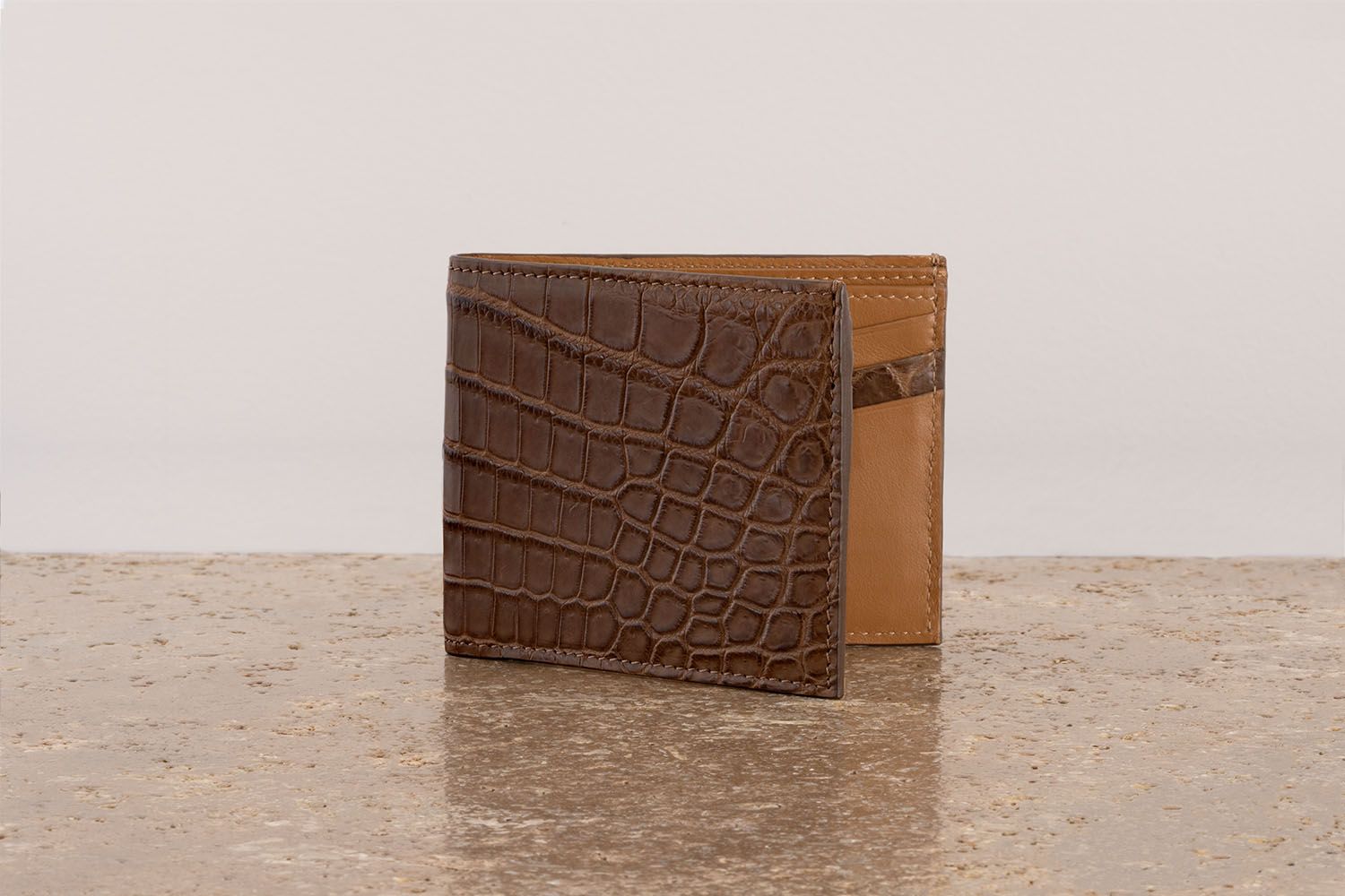 ASTRUA Creazioni Portafoglio Orizzontale Coccodrillo Opaco Fango Int. Cappuccino Dett. Coccodrillo  PO1AO45-P182