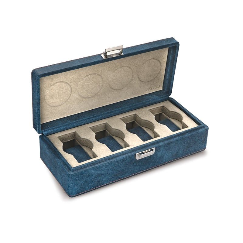 SCATOLA DEL TEMPO Valigetta 4 Posti Pelle Vintage Blu Int. Grigio Edizione Astrua  Valigetta4