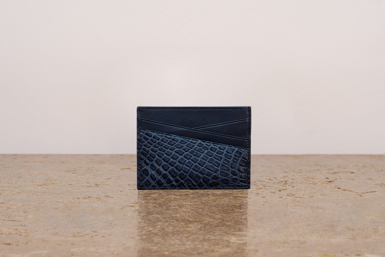 ASTRUA Creazioni Portacarte In Pelle Di Vitello Tamponato e Coccodrillo Dark Night  PC1VTC42-P412