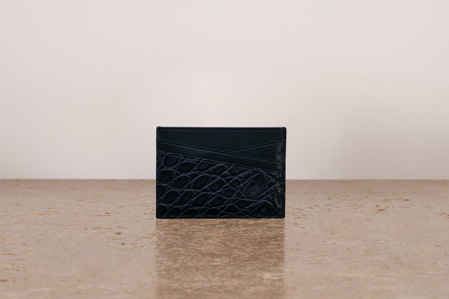 ASTRUA Creazioni Portacarte In Pelle Di Vitello Tamponato e Coccodrillo Night Shade  PC1VTC29-P412