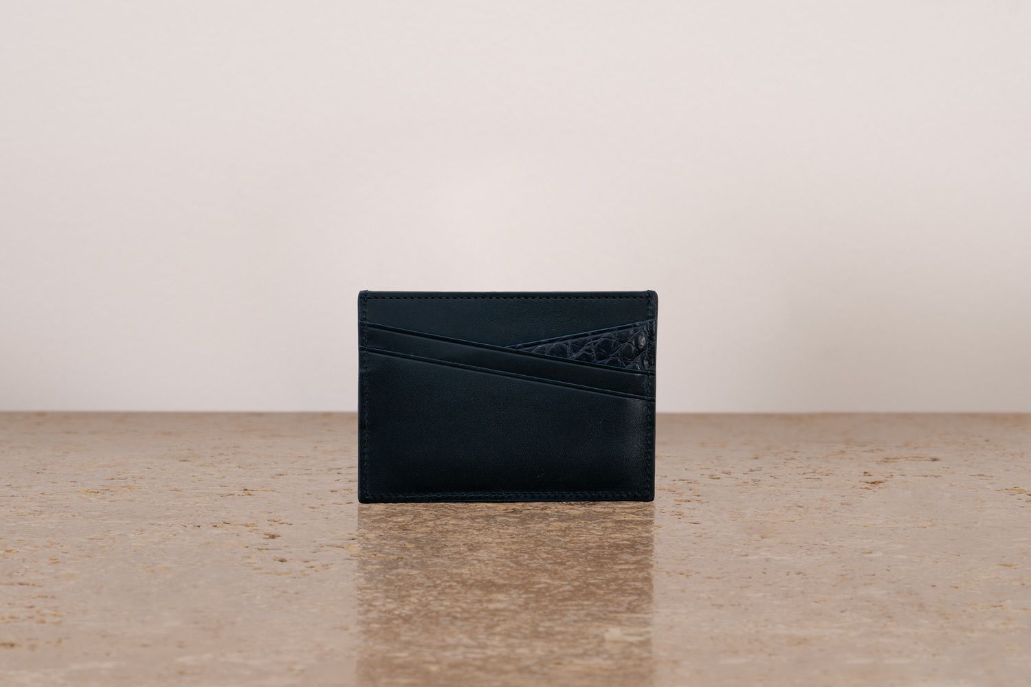 ASTRUA Creazioni Portacarte In Pelle Di Vitello Tamponato e Coccodrillo Night Shade  PC1VTC29-P412