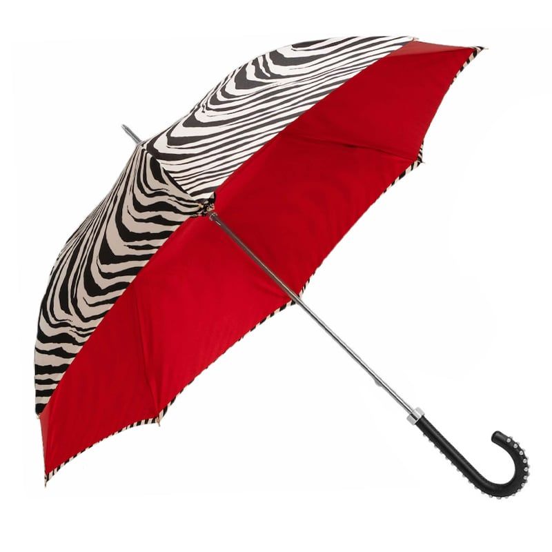 PASOTTI Ombrello Da Donna Animal Motivo Zebrato Interno Rosso  189N*21028/55*26-H19