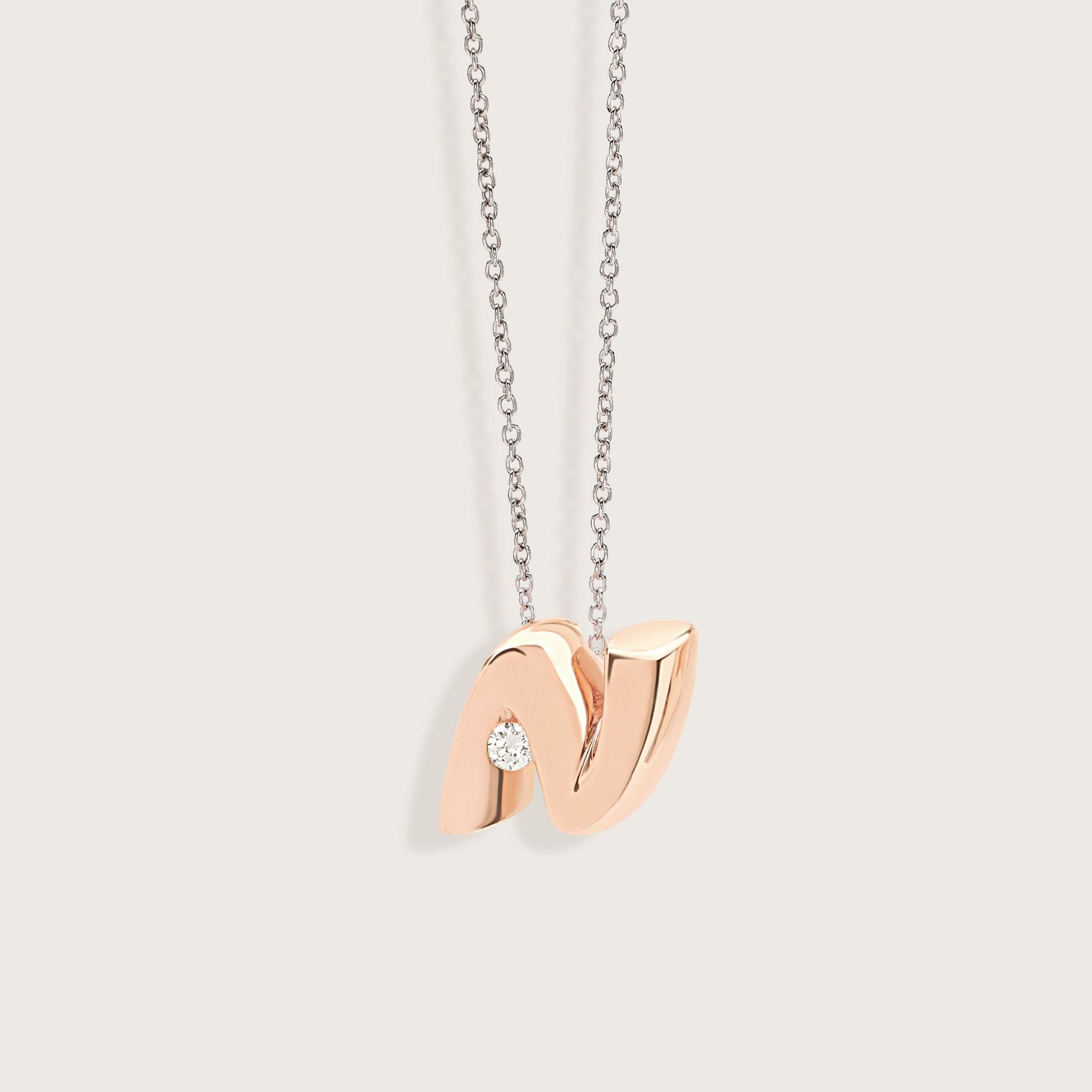 ASTRUA Ciondolo "N" C'Est Moi, Oro Rosa, Diamante  I95DB.XSN