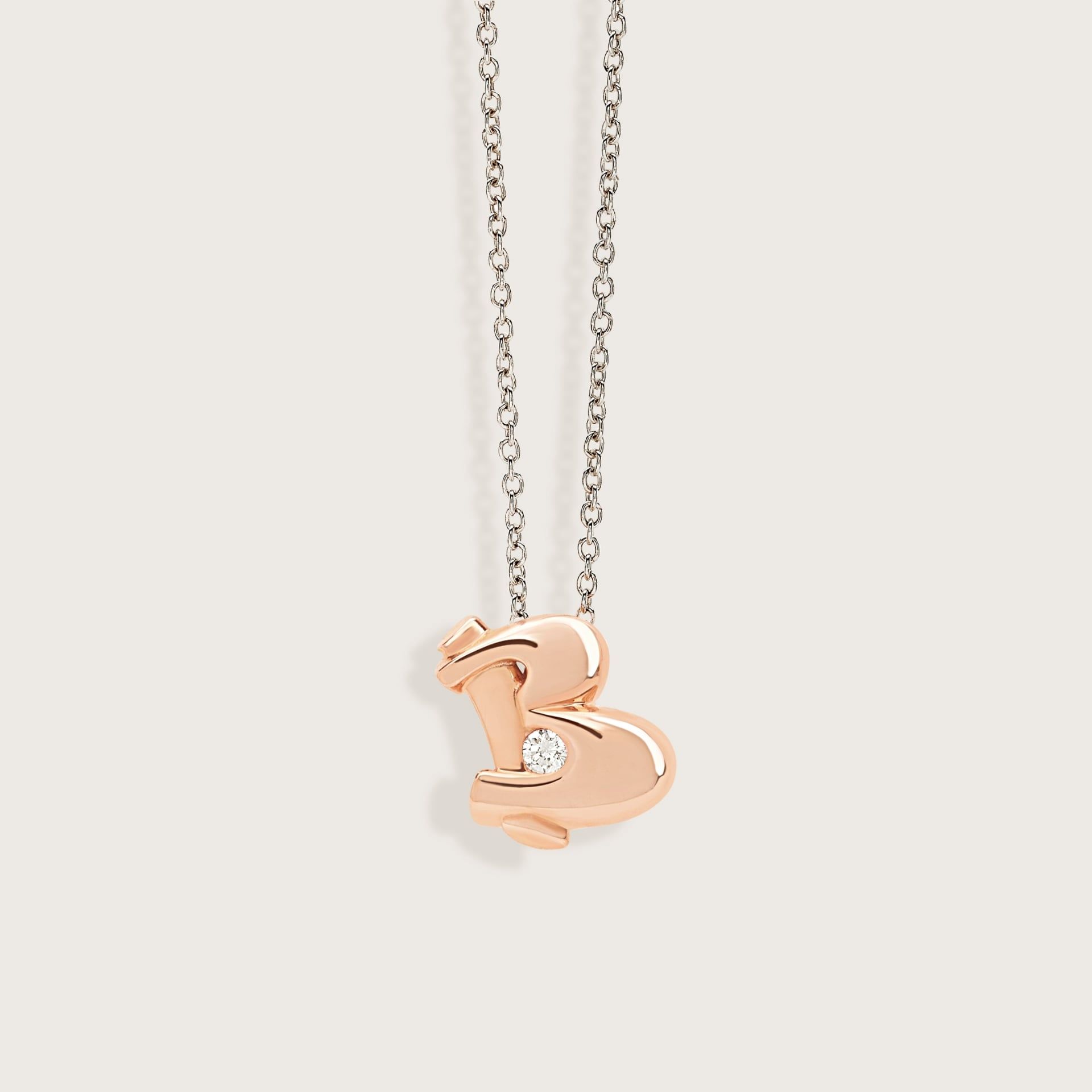 ASTRUA Ciondolo "B" C'Est Moi, Oro Rosa, Diamante  I95DB.XSB