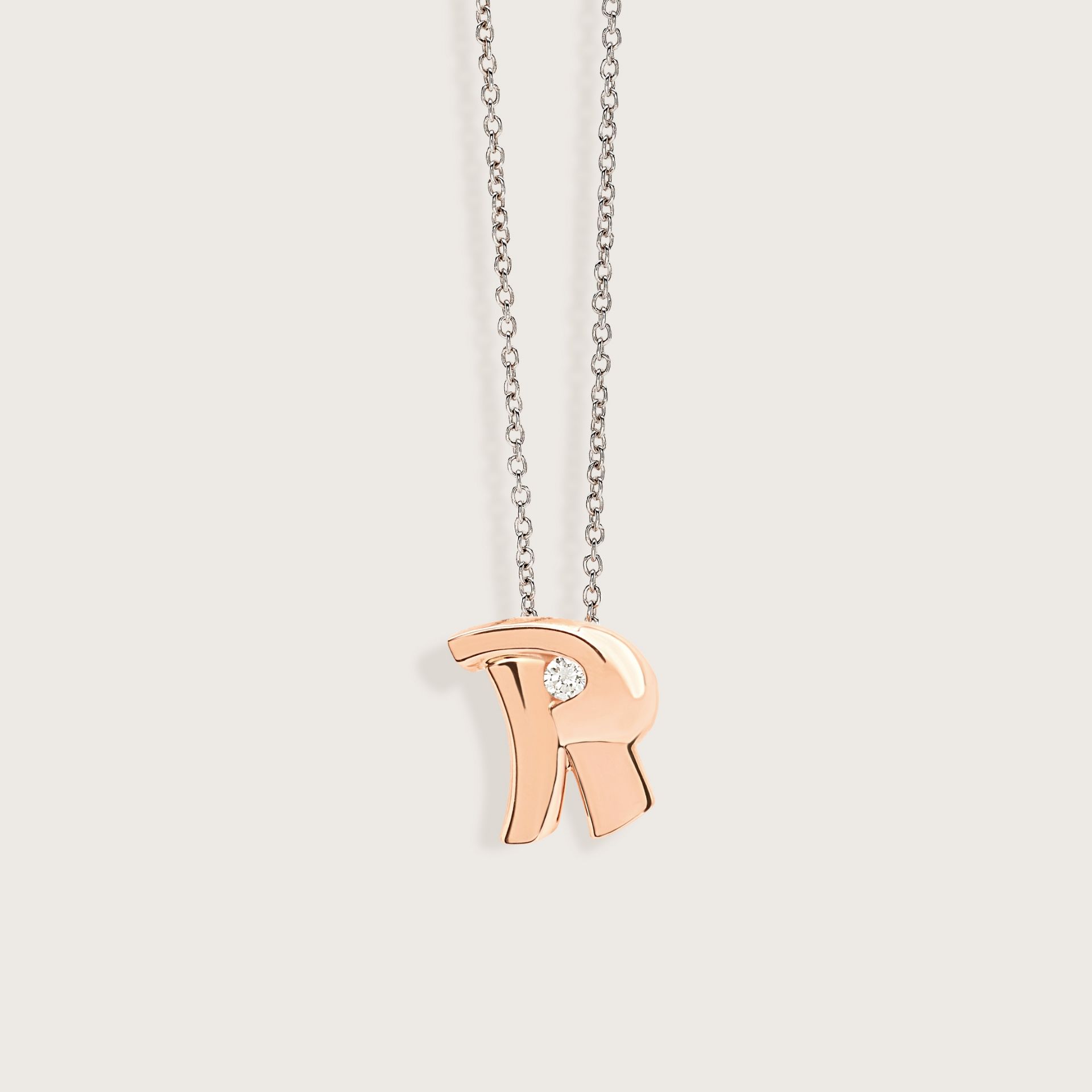 ASTRUA Ciondolo "R" C'Est Moi, Oro Rosa, Diamante  I95DB.XSR
