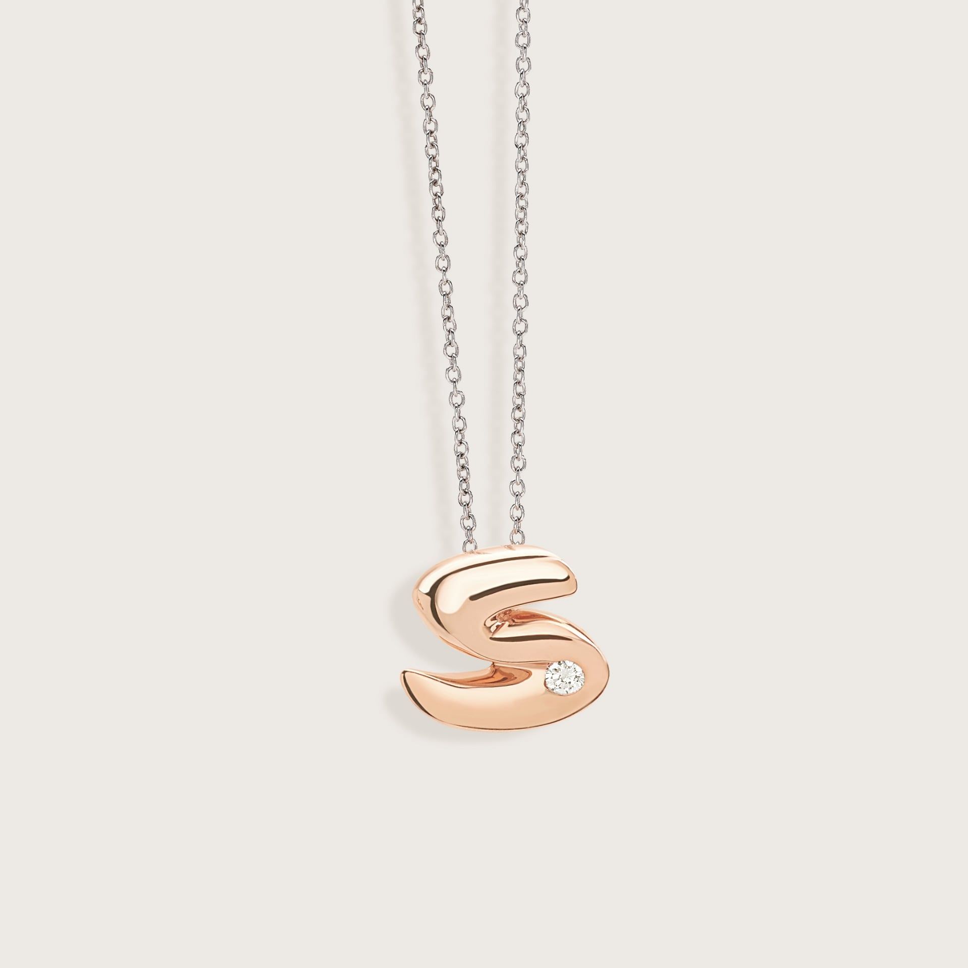 ASTRUA Ciondolo "S" C'Est Moi, Oro Rosa, Diamante  I95DB.XSS