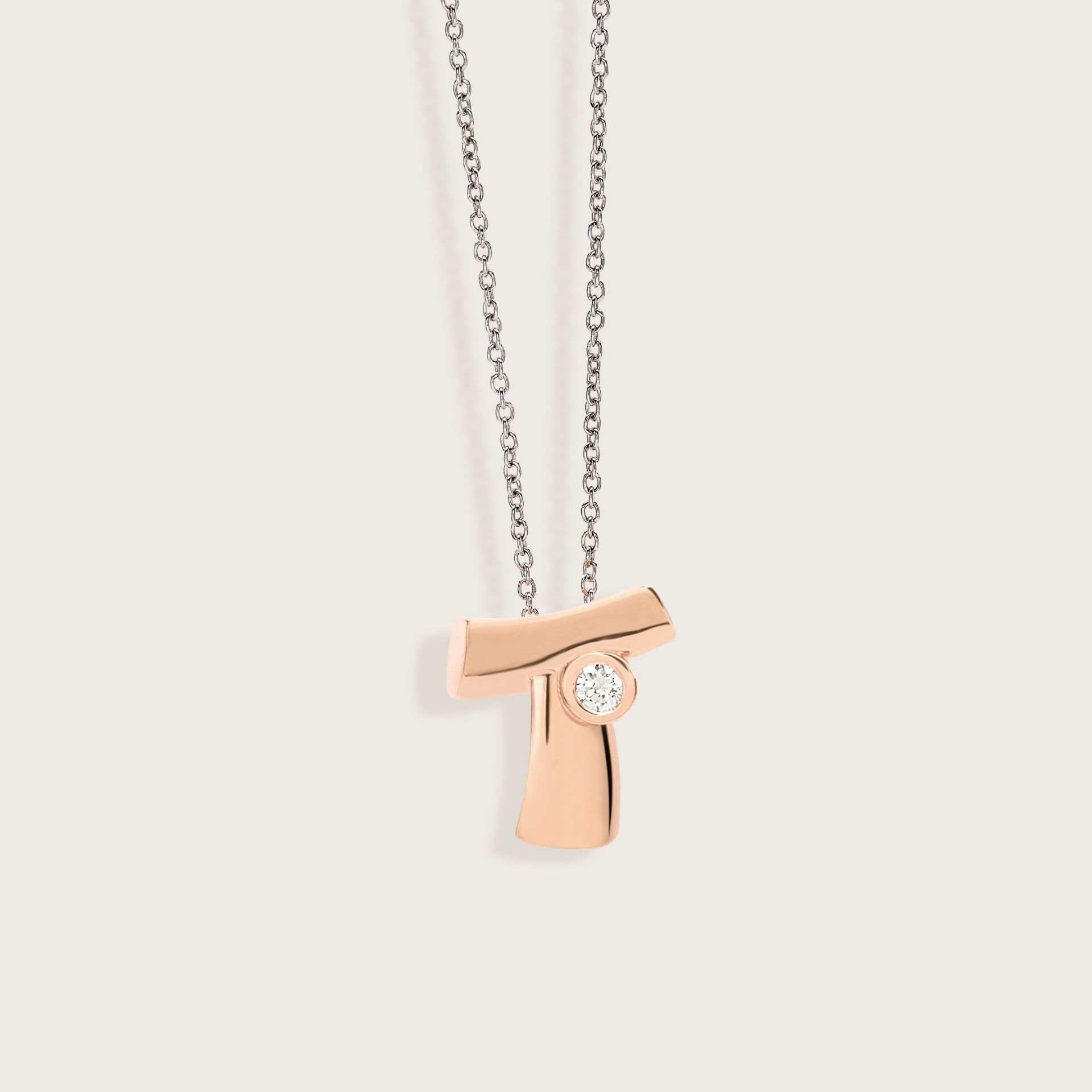 ASTRUA Ciondolo "T" C'Est Moi, Oro Rosa, Diamante  I95DB.XST