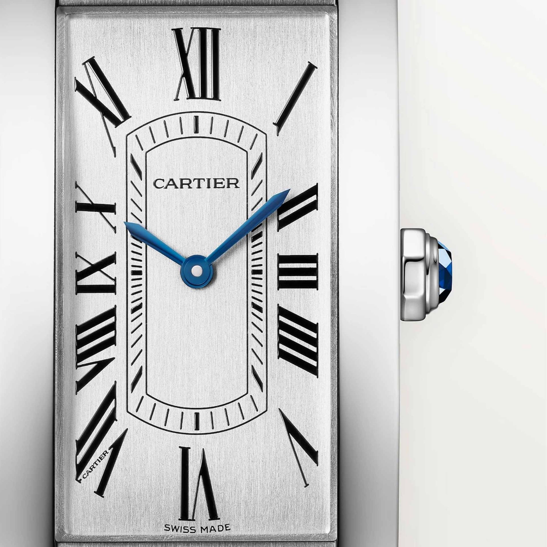 CARTIER Orologio Tank Américaine Modello Grande, Acciaio, Pelle 44,4 X 24,4 MM WSTA0083
