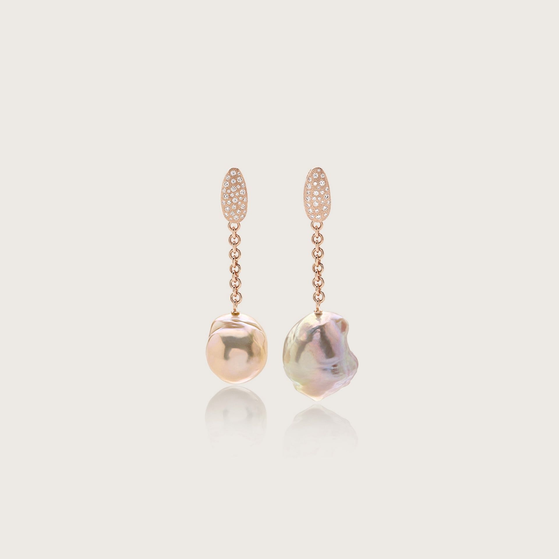ASTRUA Orecchini Diva, Oro Rosa, Perle, Diamanti  DI25PD-2PBAR