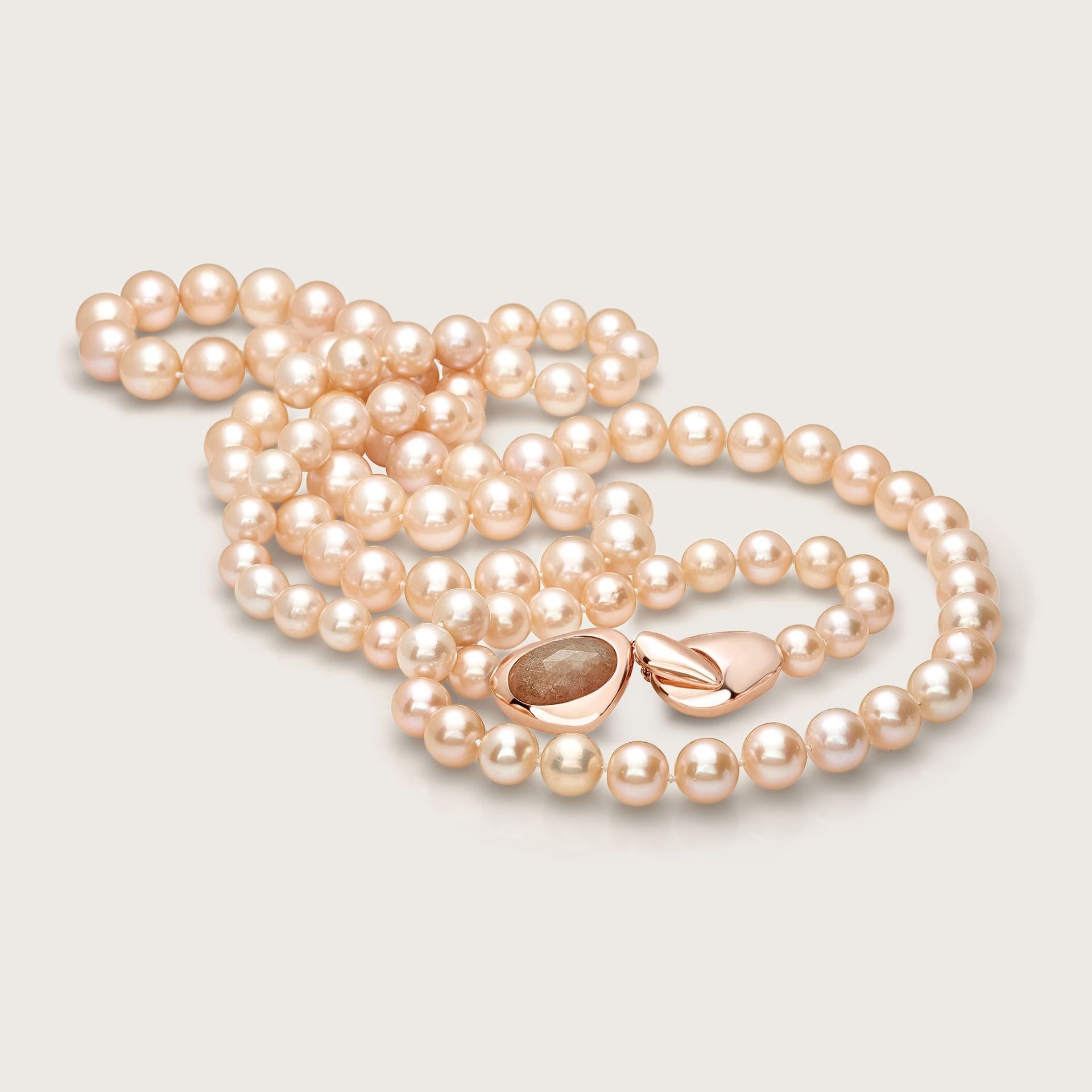 ASTRUA Collana Diva, Perle Freshwater, Oro Rosa, Zaffiro  MI49KTRZ