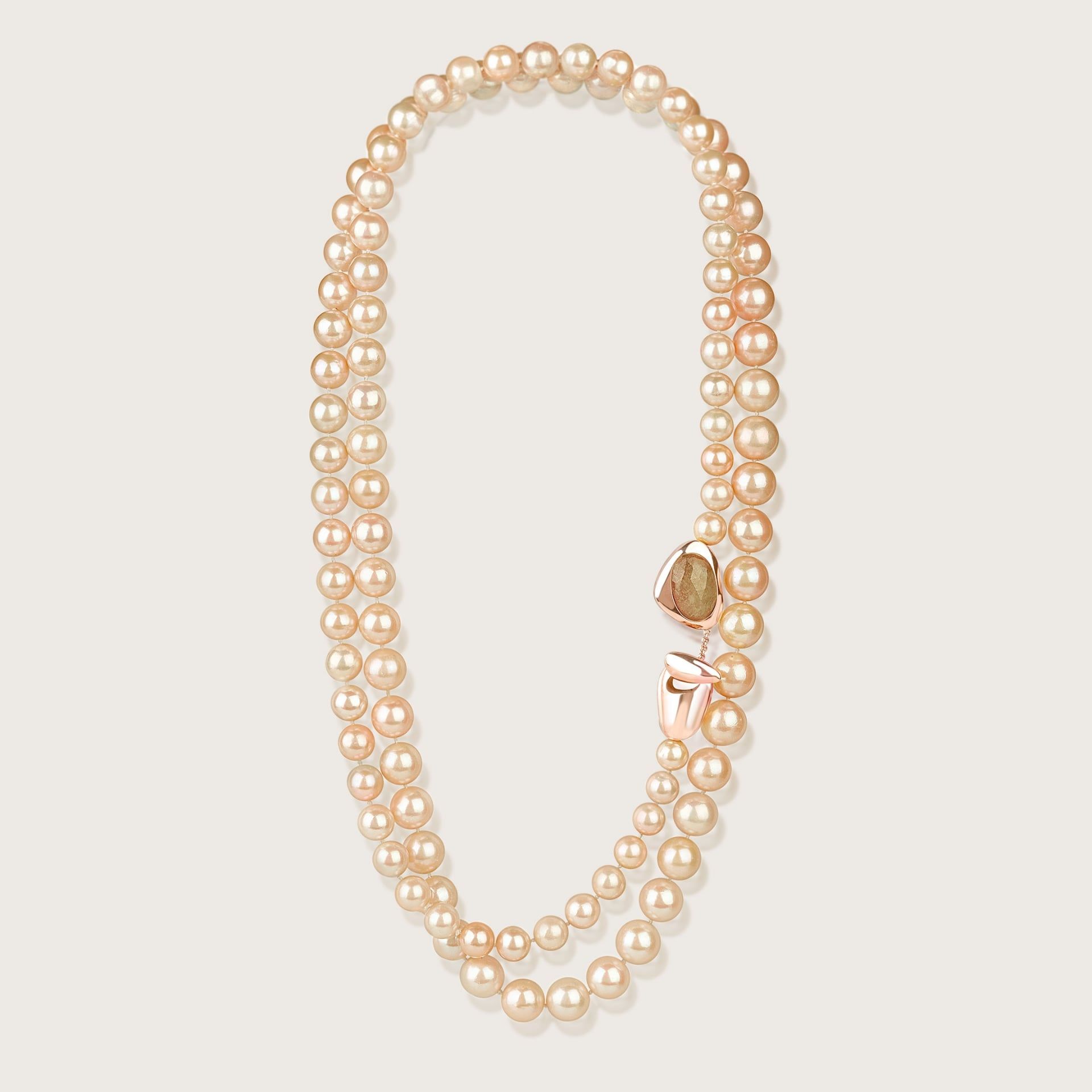 ASTRUA Collana Diva, Perle Freshwater, Oro Rosa, Zaffiro  MI49KTRZ
