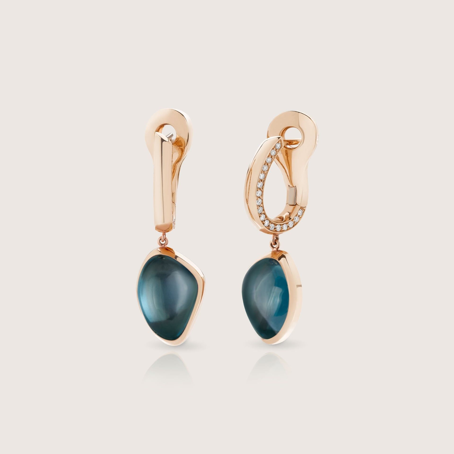 ASTRUA Orecchini Mykonos, Oro Rosa, Diamanti, Topazio  MI25DLTL.S