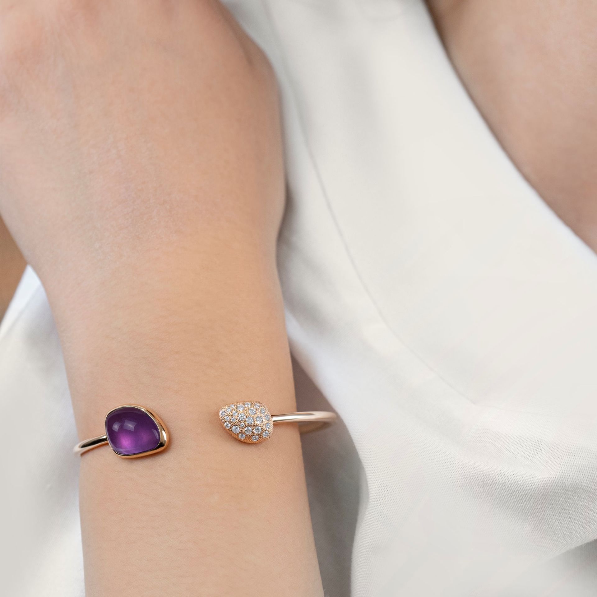 ASTRUA Bracciale Mykonos, Oro Rosa, Diamanti, Ametista  MI85PDCAMCN.P