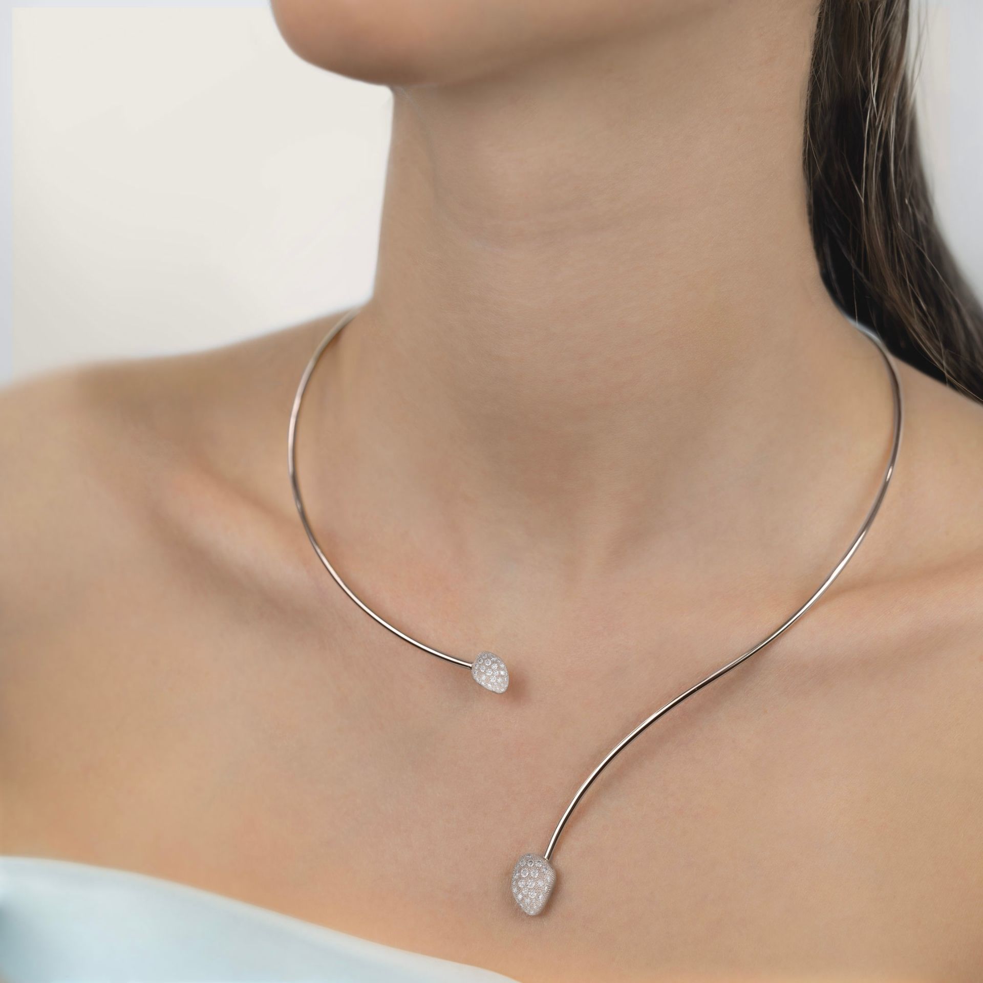 ASTRUA Collana Mykonos, Oro Bianco, Diamanti  MI6CNSL9PD