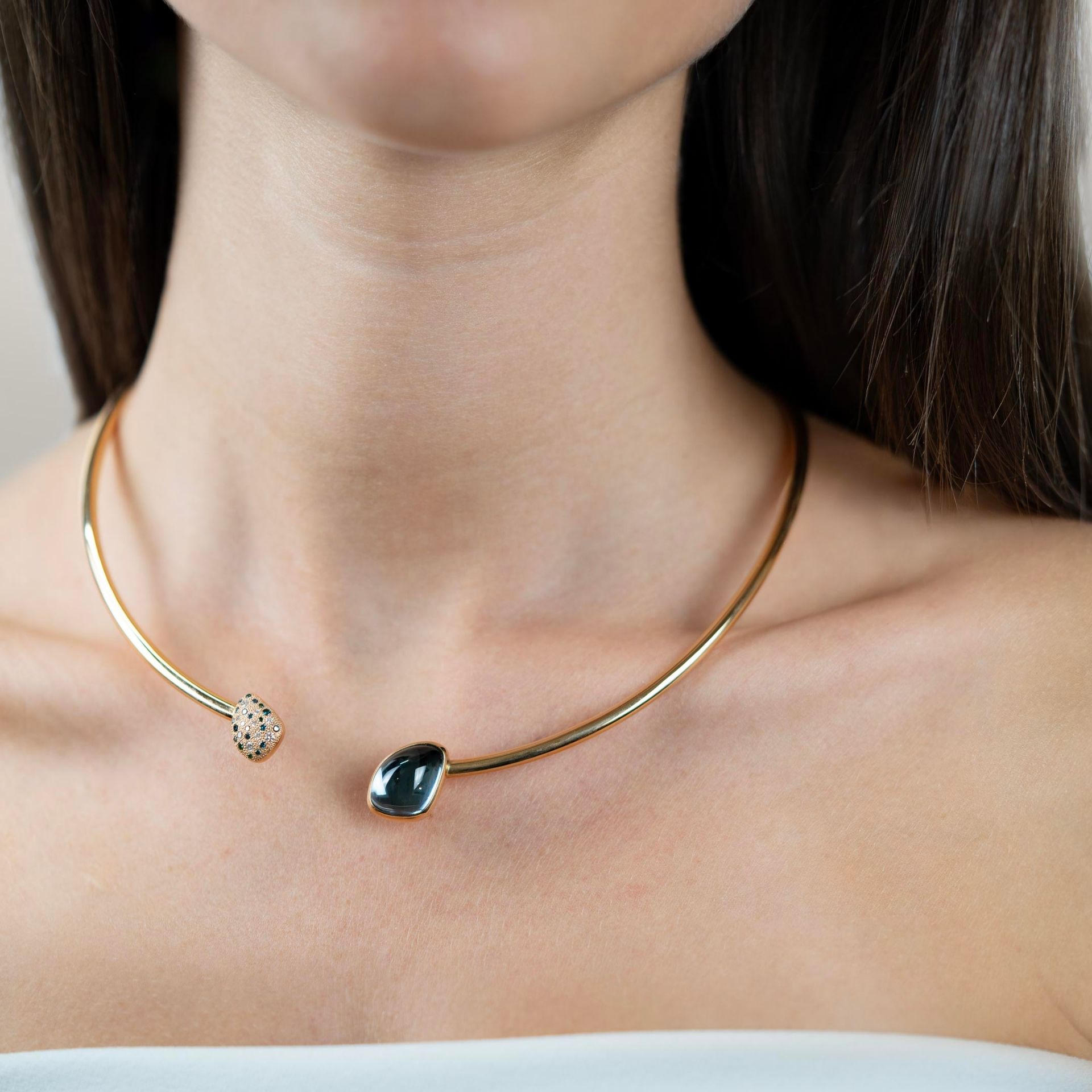 ASTRUA Collana Mykonos, Oro Rosa, Topazio, Diamanti  MI6CNL5PDBD2CTL