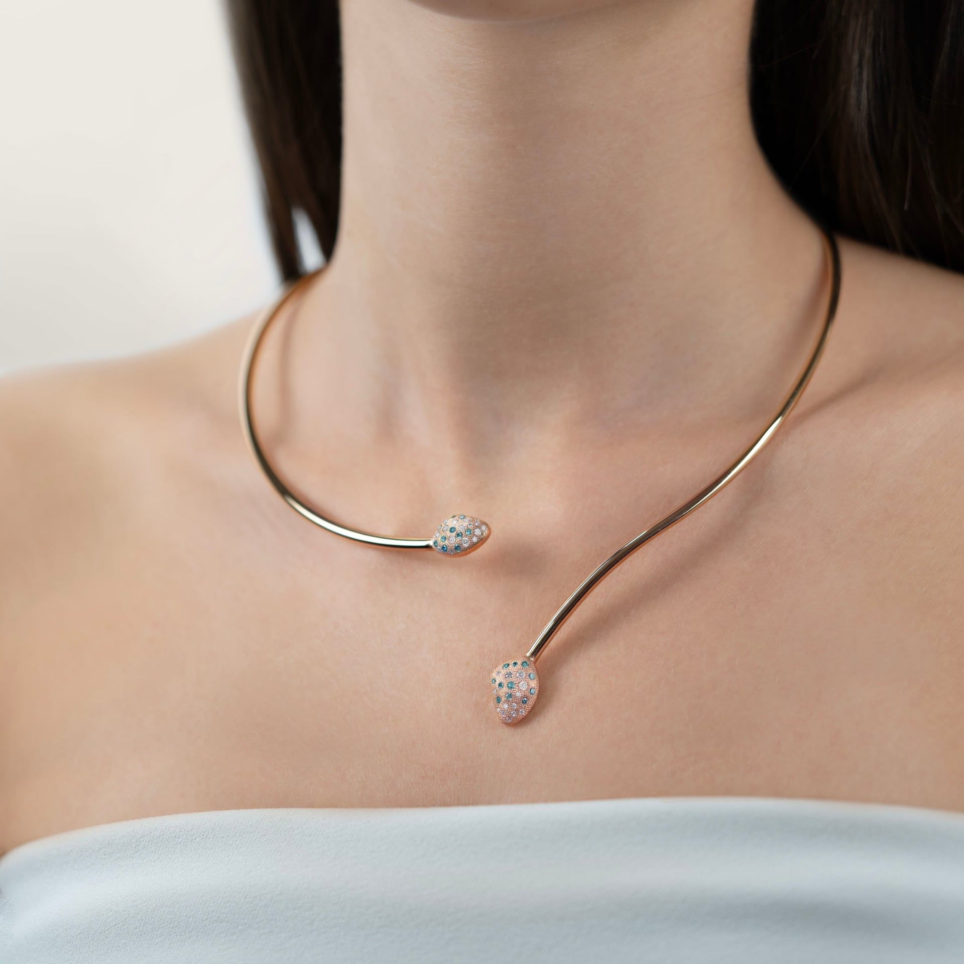 ASTRUA Collana Mykonos, Oro Rosa, Diamanti  MI6CNL5PDBD2