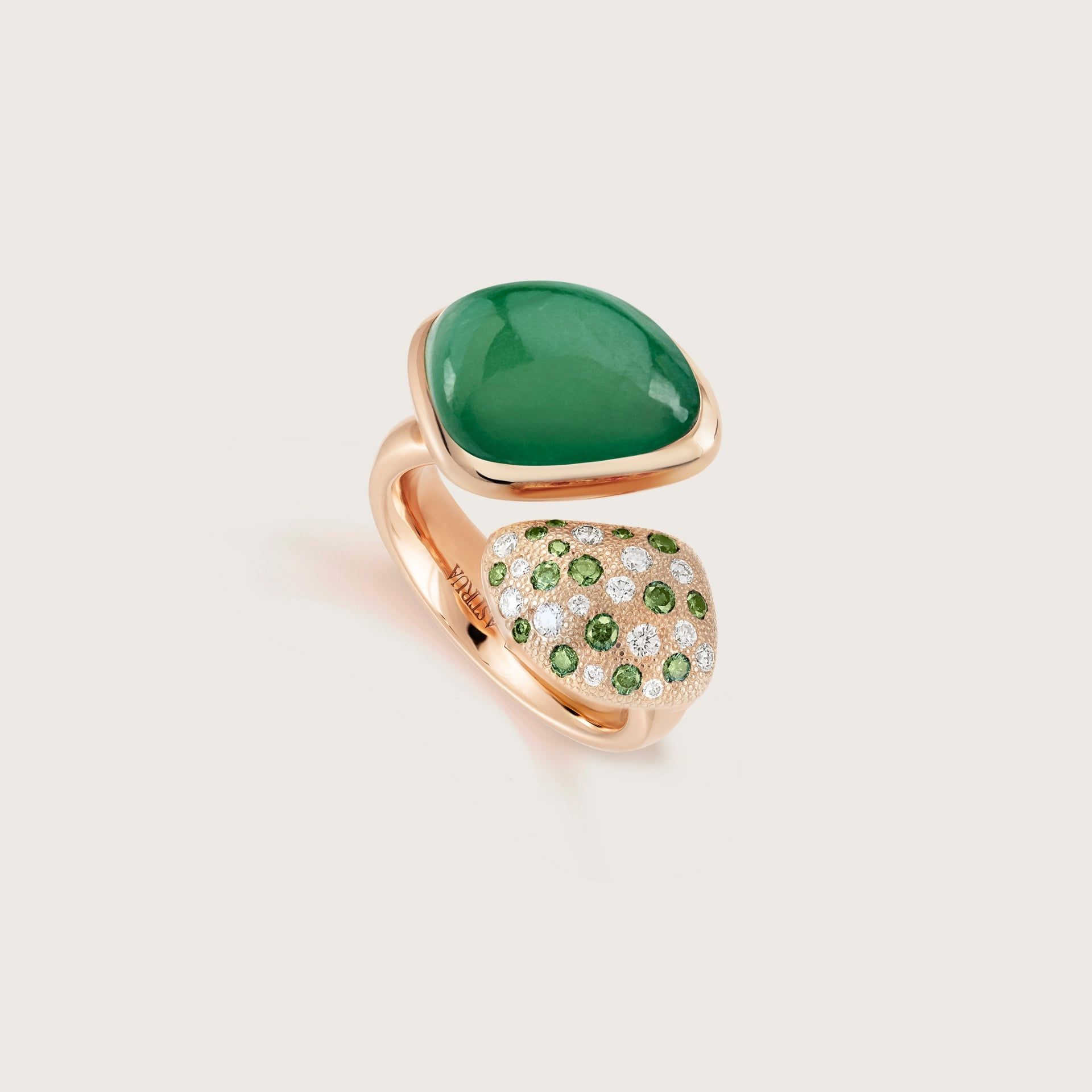ASTRUA Anello Mykonos, Oro Rosa, Giada, Diamanti  MII15PDZ3CGIVES.SM