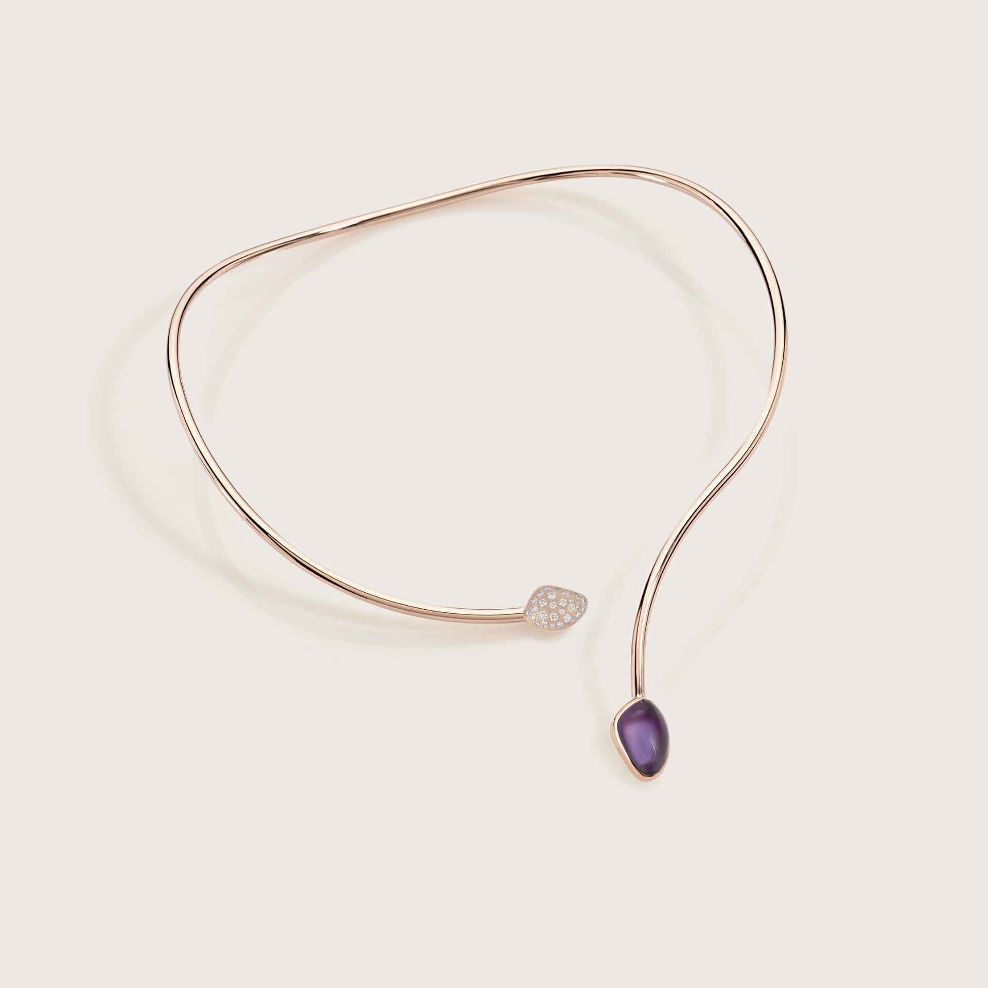 ASTRUA Collana Mykonos, Oro Rosa, Ametista, Diamanti  MI6CNL5PDCAM