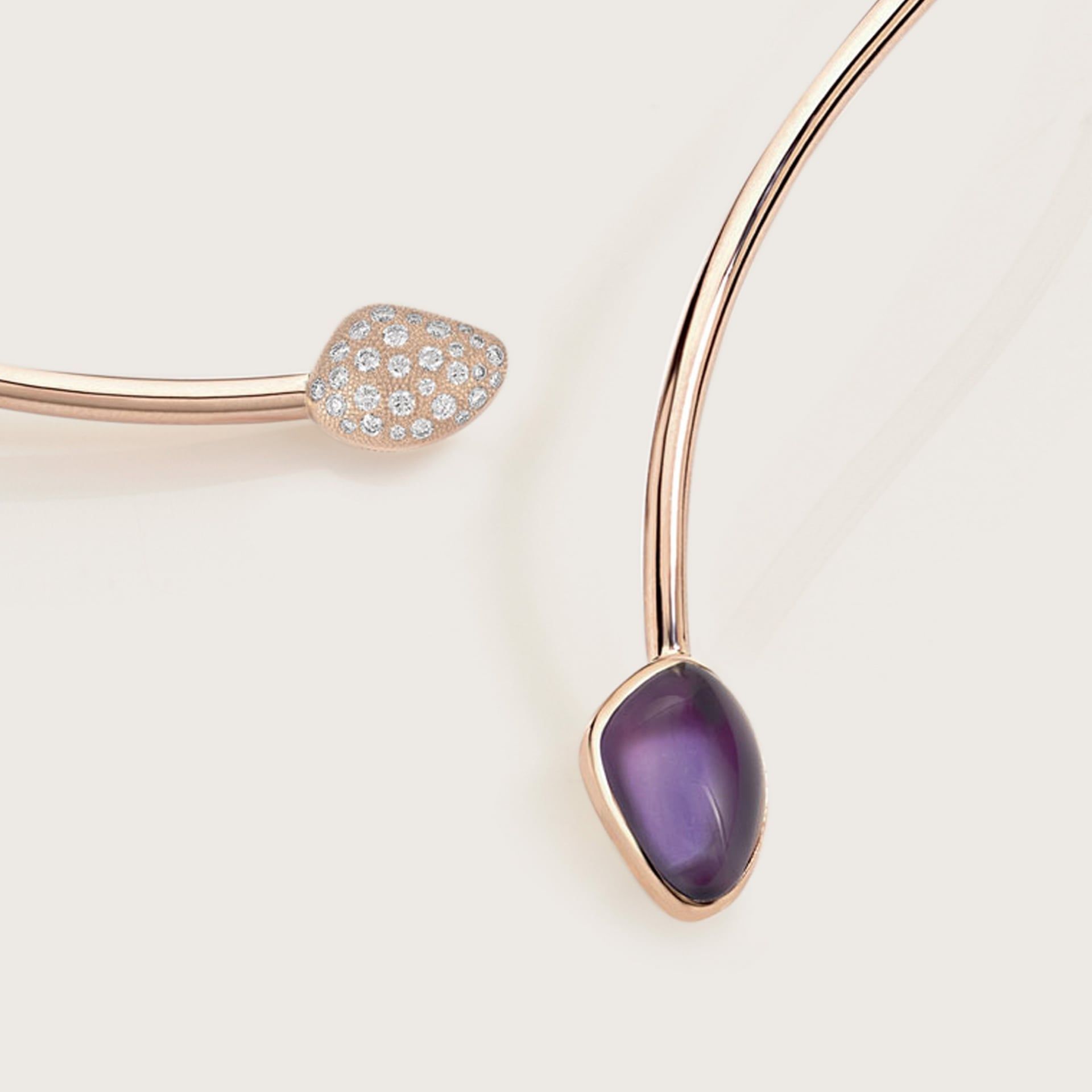 ASTRUA Collana Mykonos, Oro Rosa, Ametista, Diamanti  MI6CNL5PDCAM
