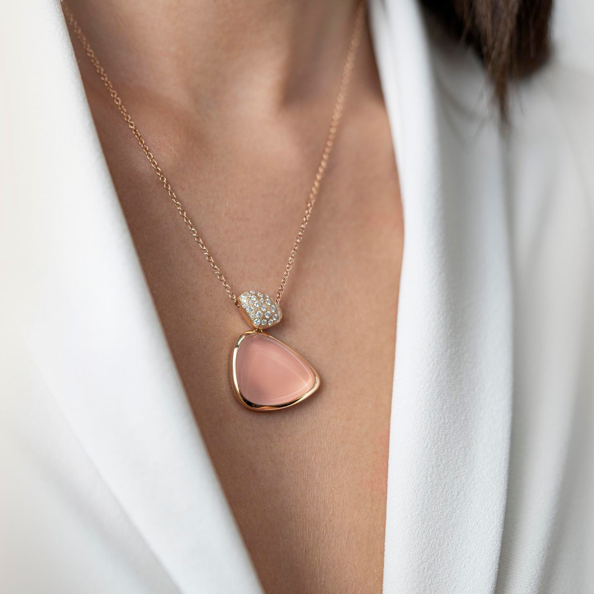 ASTRUA Ciondolo Mykonos, Oro Rosa, Quarzo, Diamanti  MI95PDQR.SXL