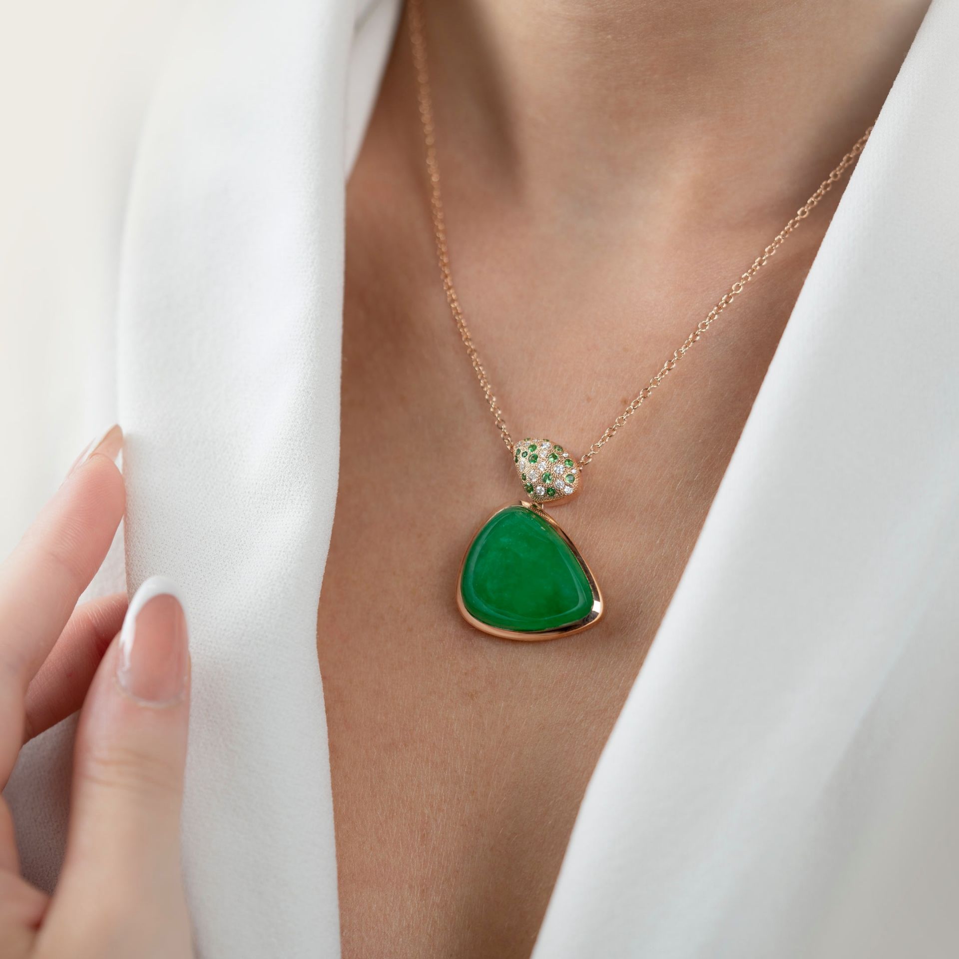 ASTRUA Ciondolo Mykonos, Oro Rosa, Giada, Diamanti  MI95PDZ3GIVES.SXL