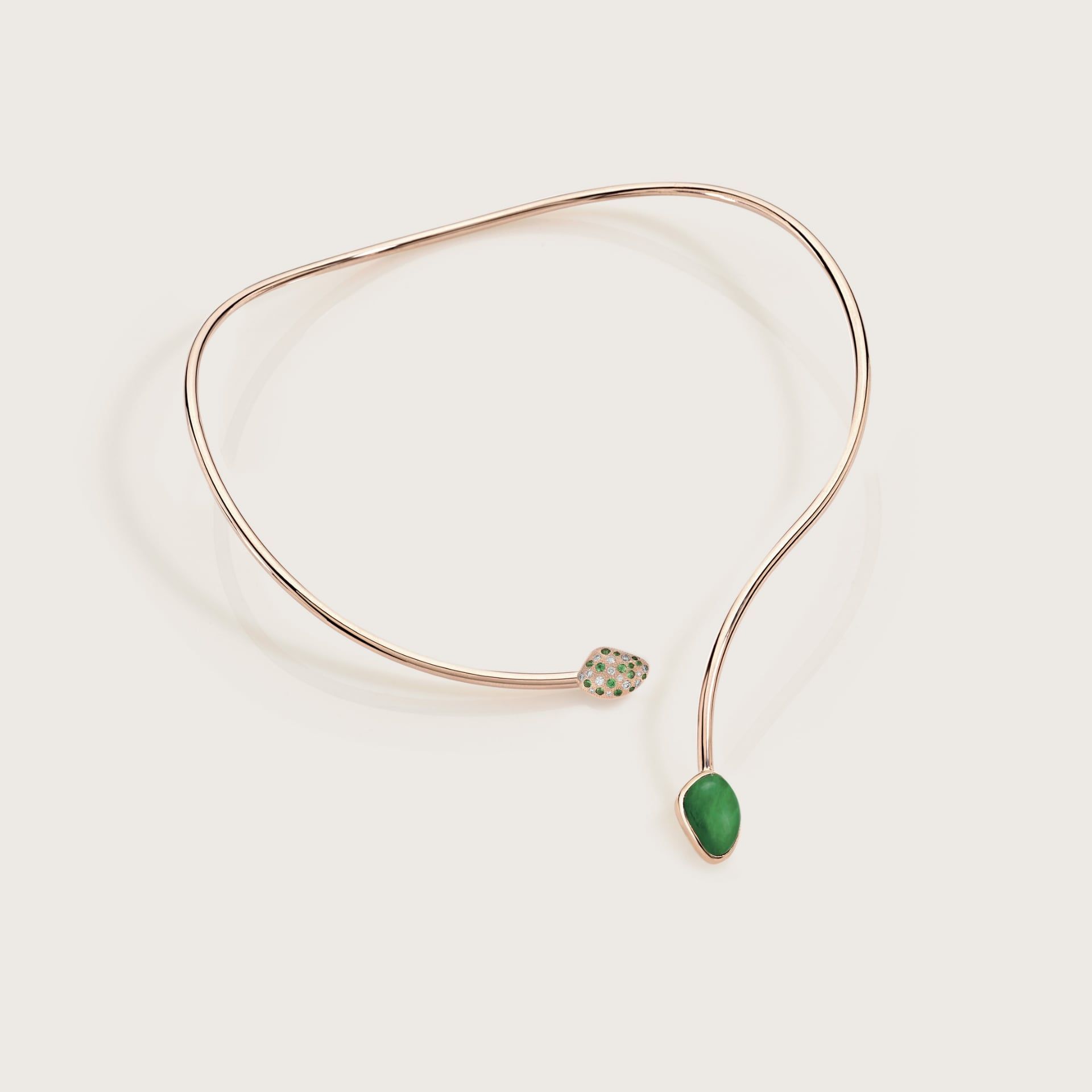 ASTRUA Collana Mykonos, Oro Rosa, Giada, Diamanti  MI65CNLPDZ3CGIVES