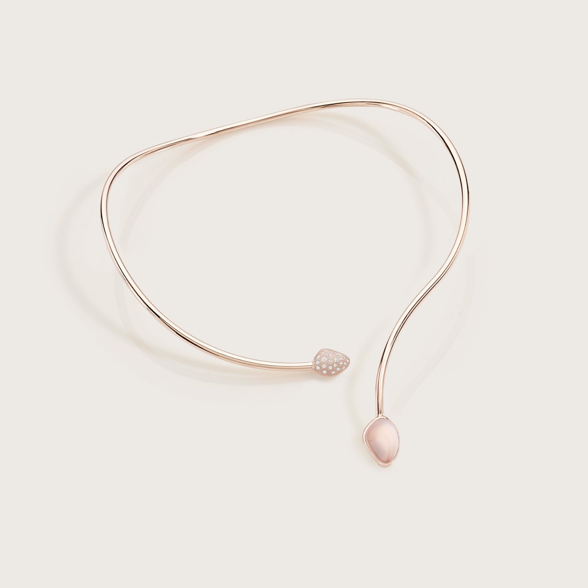ASTRUA Collana Mykonos, Oro Rosa, Quarzo, Diamanti MI65CNLPDCQR