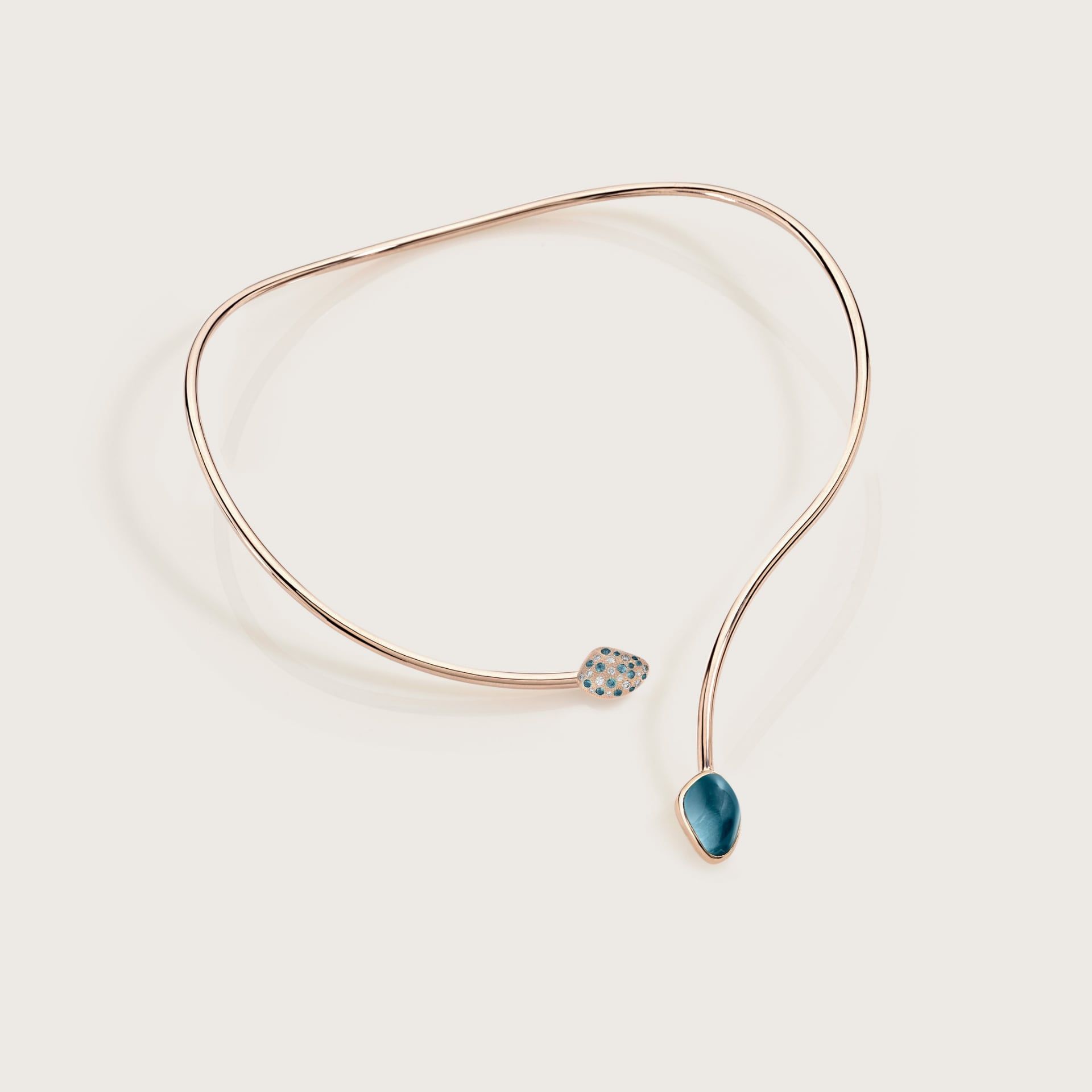 ASTRUA Collana Mykonos, Oro Rosa, Topazio, Diamanti  MI65CNLPDBD2CTL