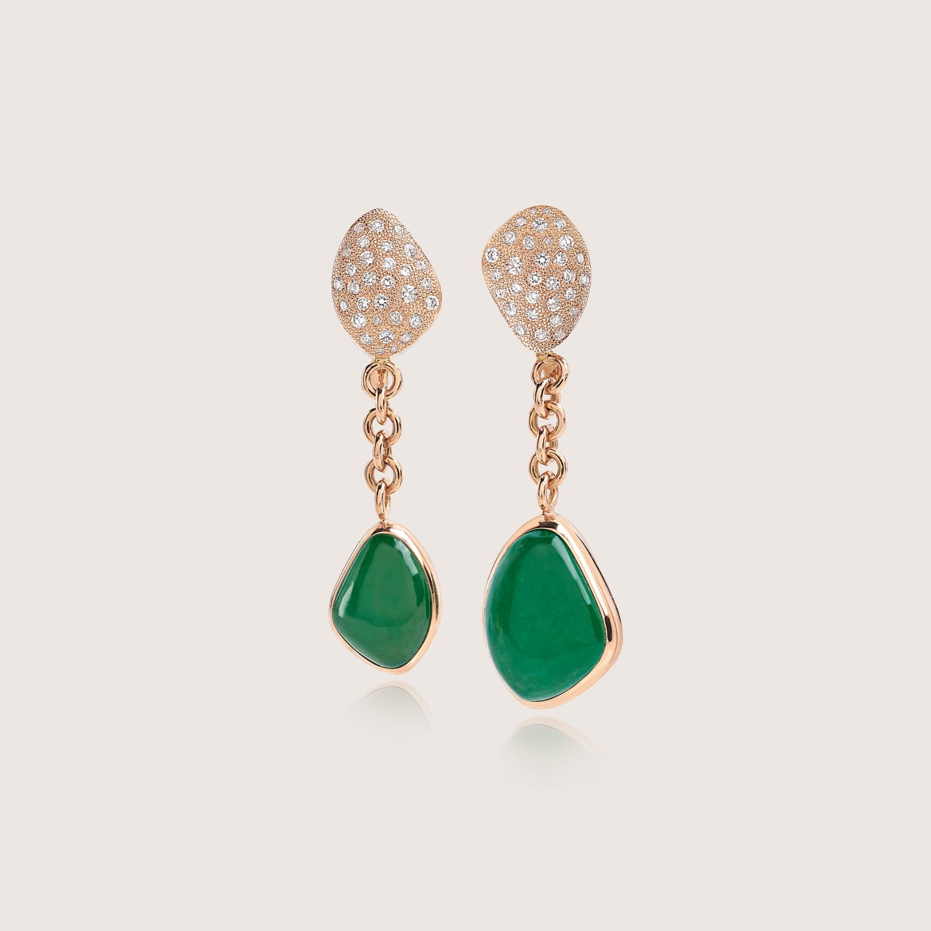 ASTRUA Orecchini Mykonos, Oro Rosa, Diamanti, Giada  MI25PDBCGVEC.XSM