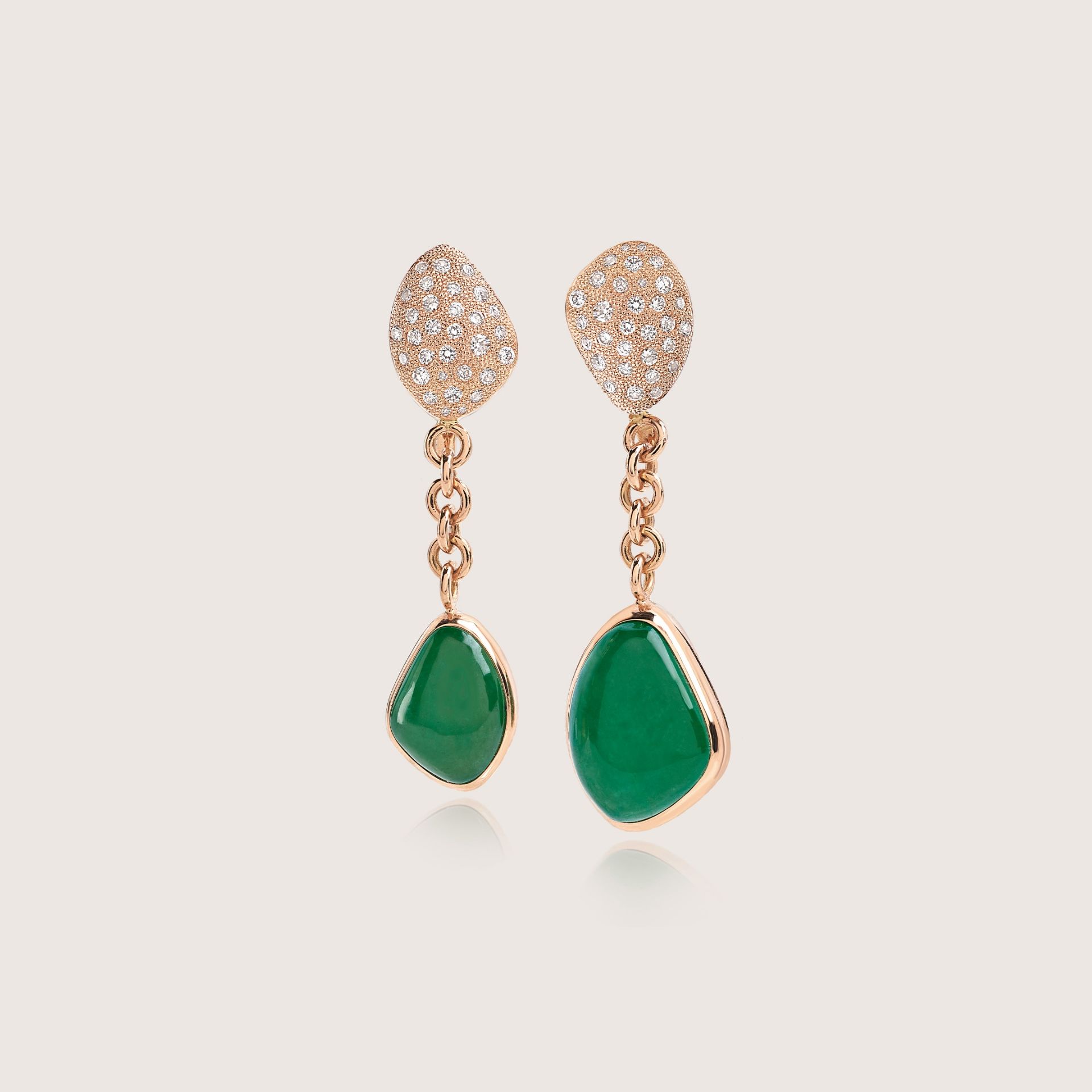 ASTRUA Orecchini Mykonos, Oro Rosa, Diamanti, Giada  MI25PDBCGVEC.XSM