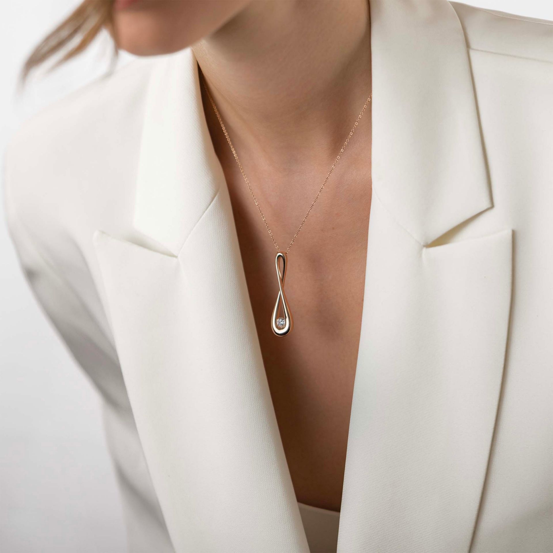 ASTRUA Ciondolo Senza Fine, Oro Rosa e Diamante SF95DB.SS