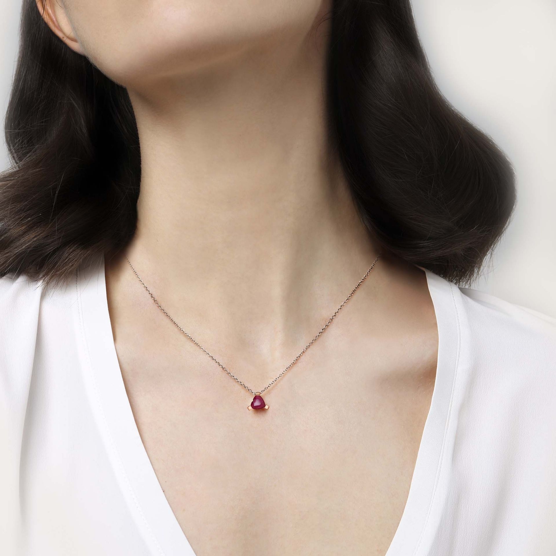 ASTRUA Ciondolo Luce, Oro Rosa, Oro Bianco, Rubino S95CUR.3
