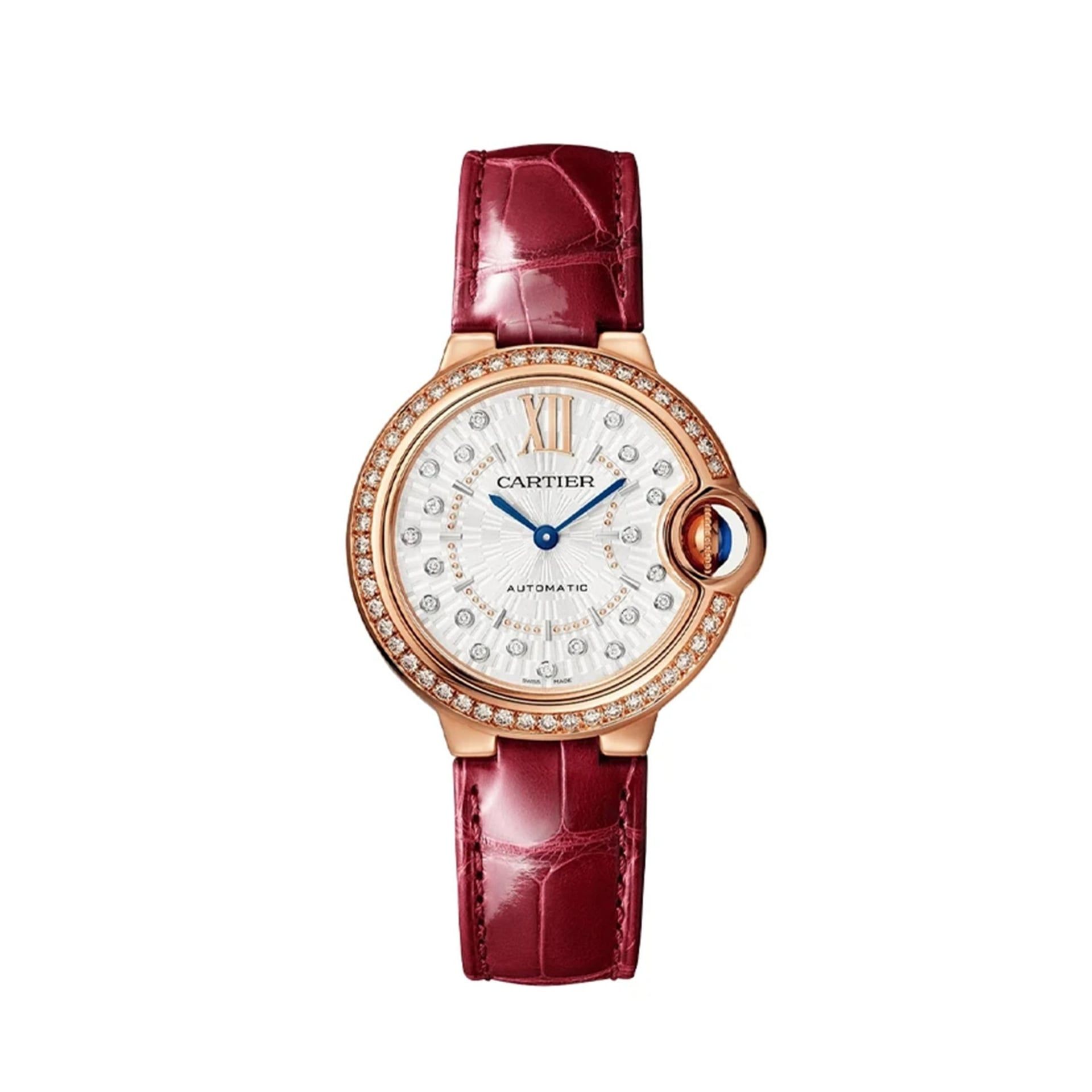 CARTIER Ballon Bleu De Cartier, Oro Rosa, Pelle, Diamanti 33 MM WJBB0080