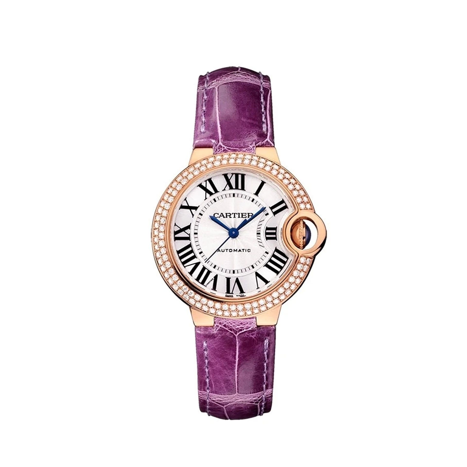 CARTIER Ballon Bleu De Cartier, Oro Rosa, Diamanti, Pelle 33 MM WJBB0051