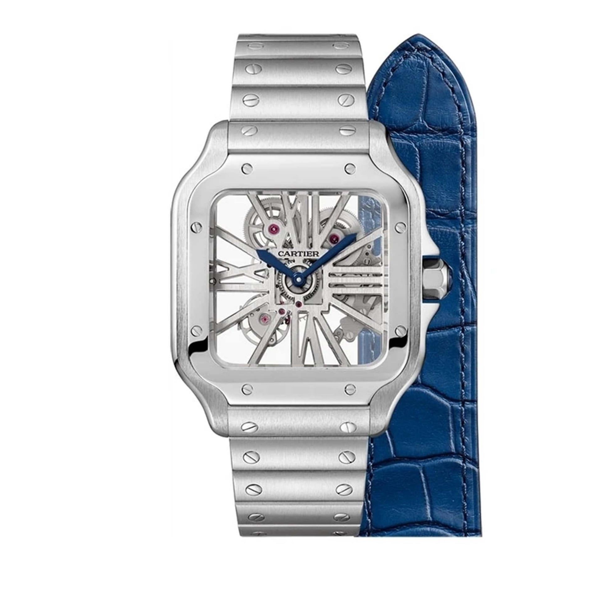CARTIER Santos De Cartier Scheletrato Modello Grande, Acciaio 39.8 MM WHSA0015