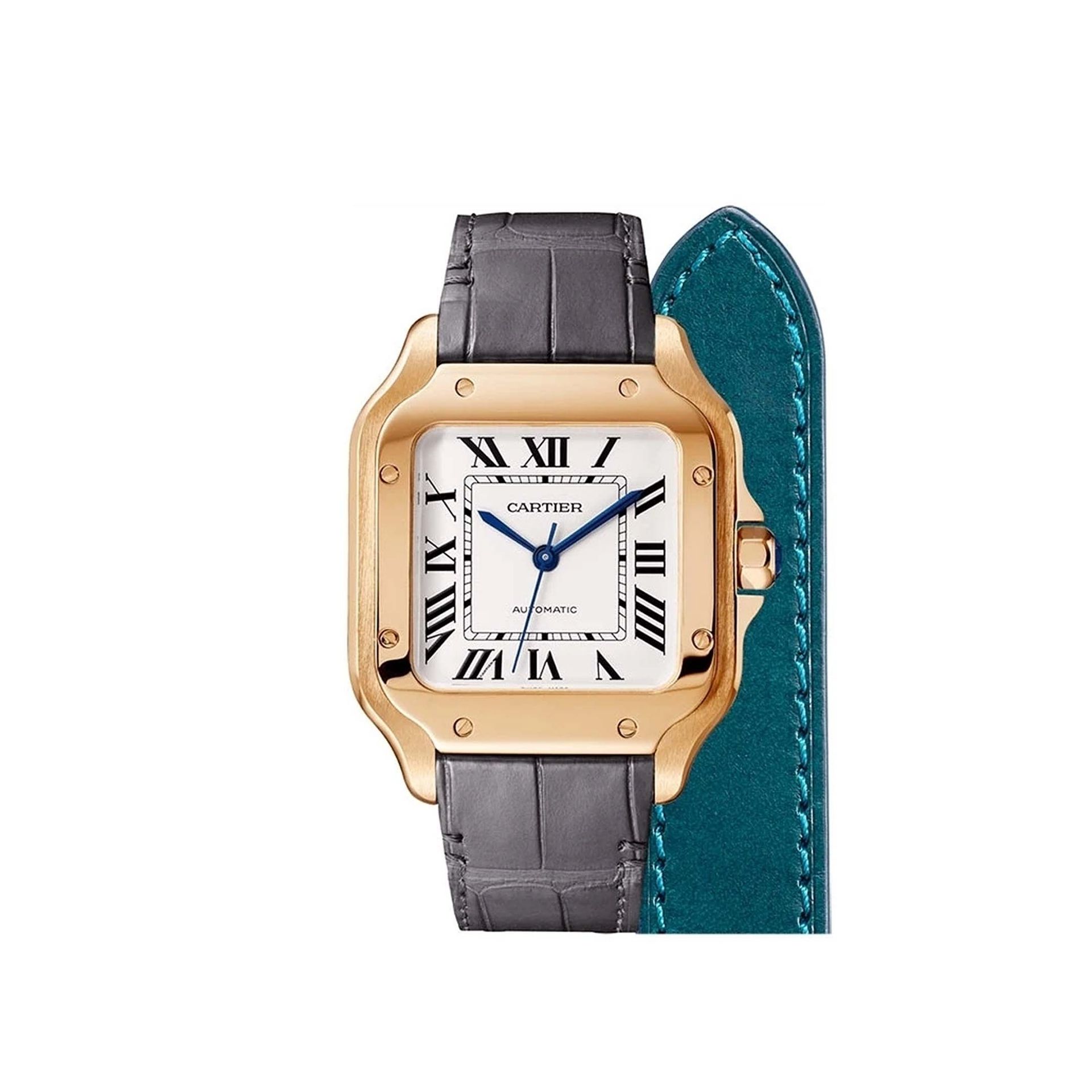 CARTIER Santos De Cartier Modello Medio, Oro Rosa, Pelle 35.1  MM WGSA0028