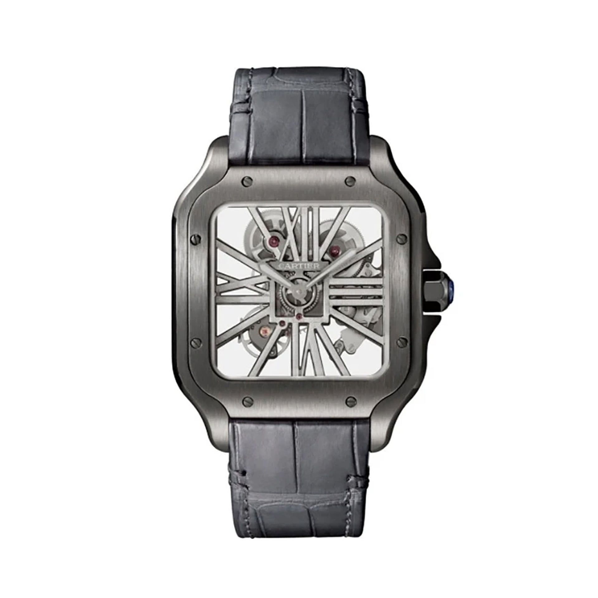 CARTIER Santos De Cartier Scheletrato Modello Grande, Acciaio, Pelle 40 MM WHSA0009