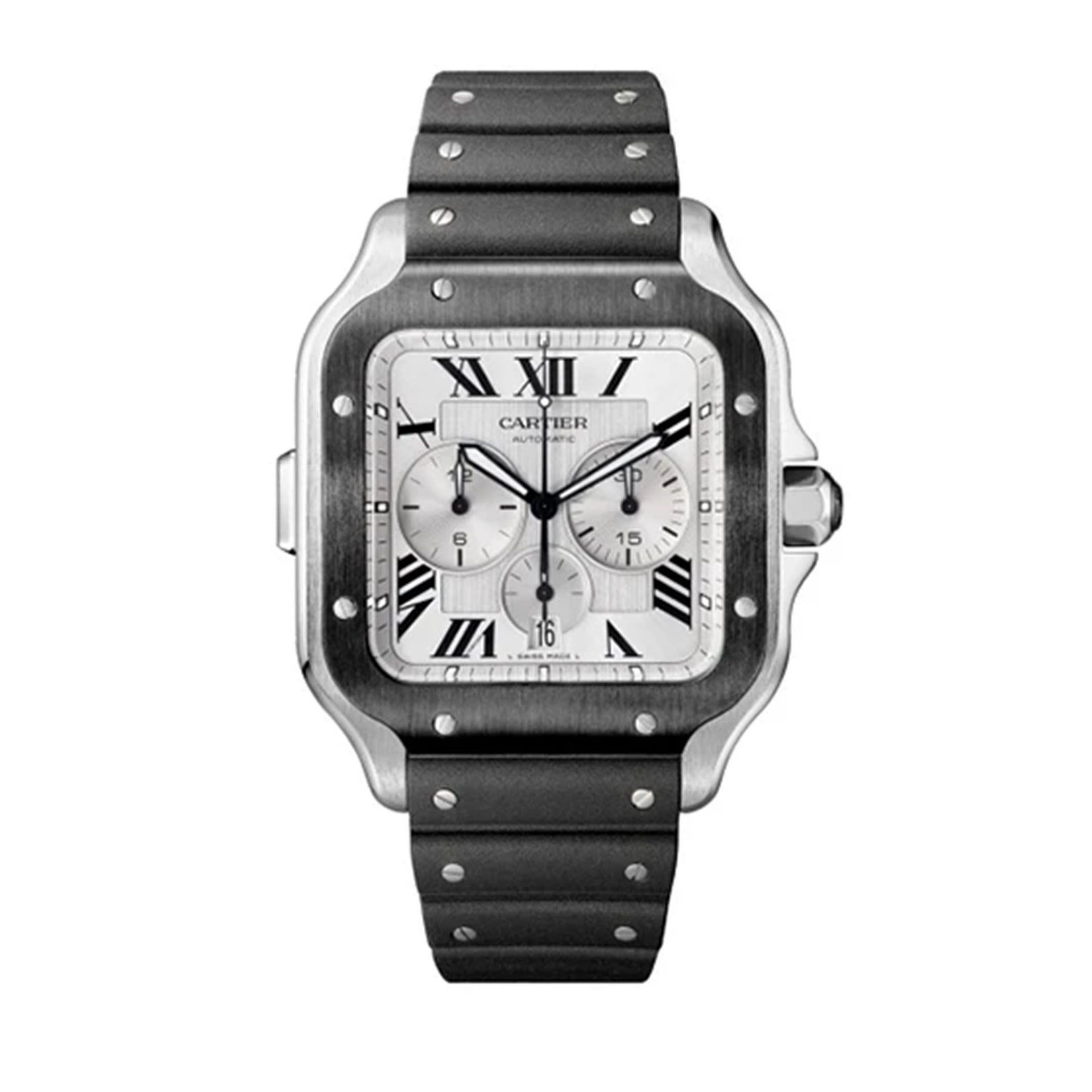 CARTIER Santos De Cartier Cronografo Modello Extra-Large, Acciaio, Pelle 43.3 MM WSSA0017