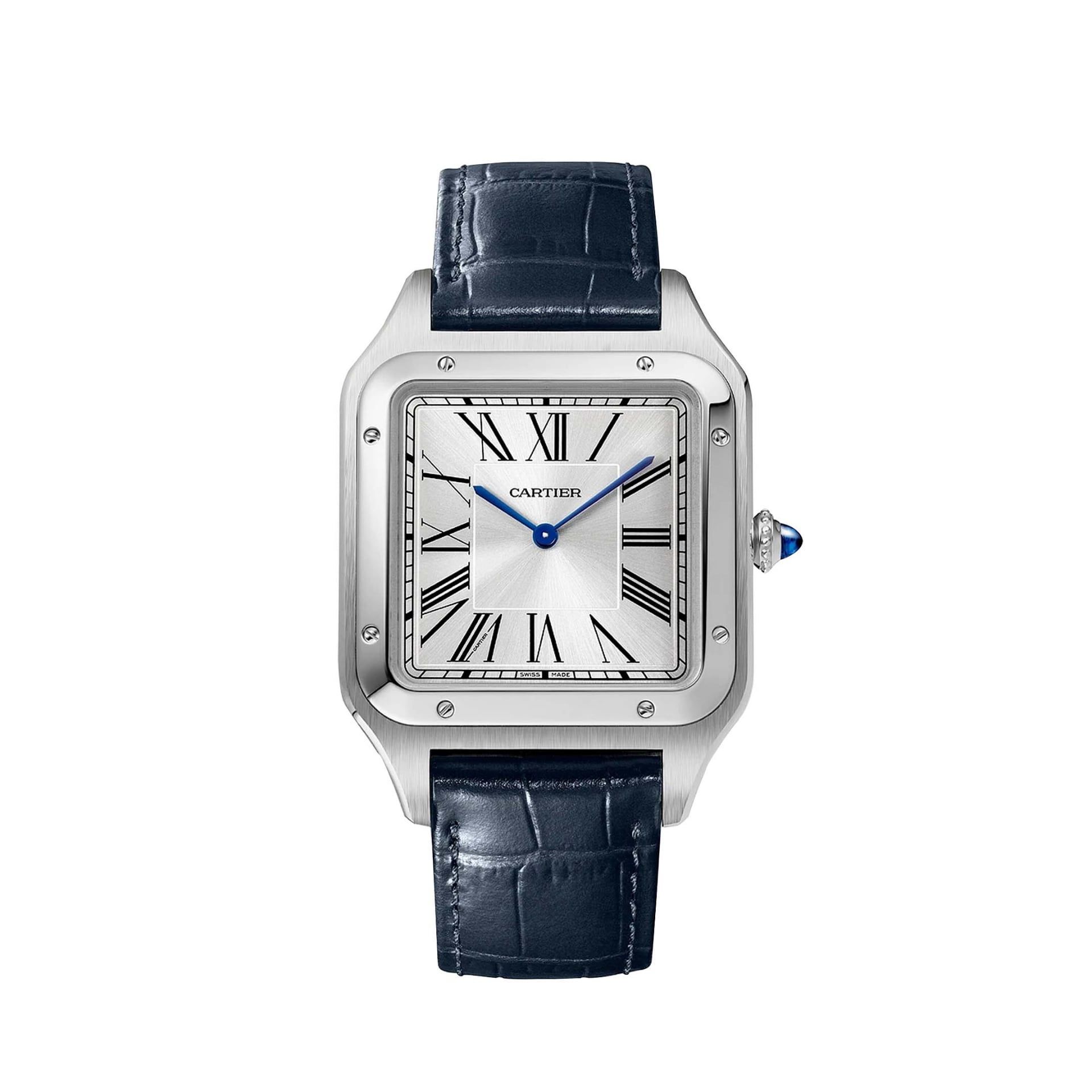 CARTIER Santos-Dumont Modello XL, Acciaio, Pelle 46,6 x 33,9 MM WSSA0032