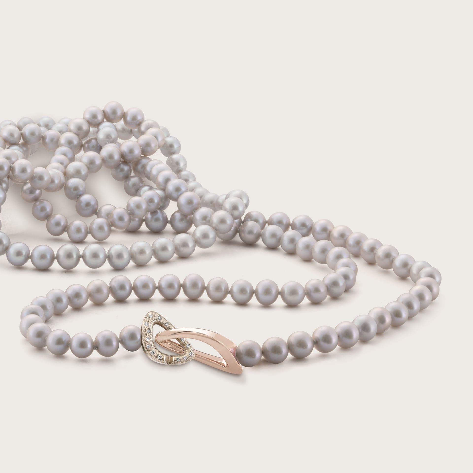 ASTRUA Collana Diva, Perle Freshwater, Oro Rosa e Oro Bianco  DI6599KTPD.P3PFWG7-7,5